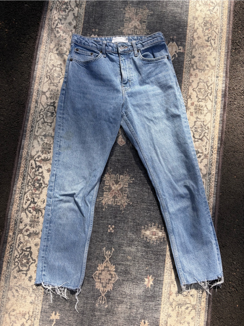 Topshop Light Blue High-Waist Straight Leg Jeans | Size 27